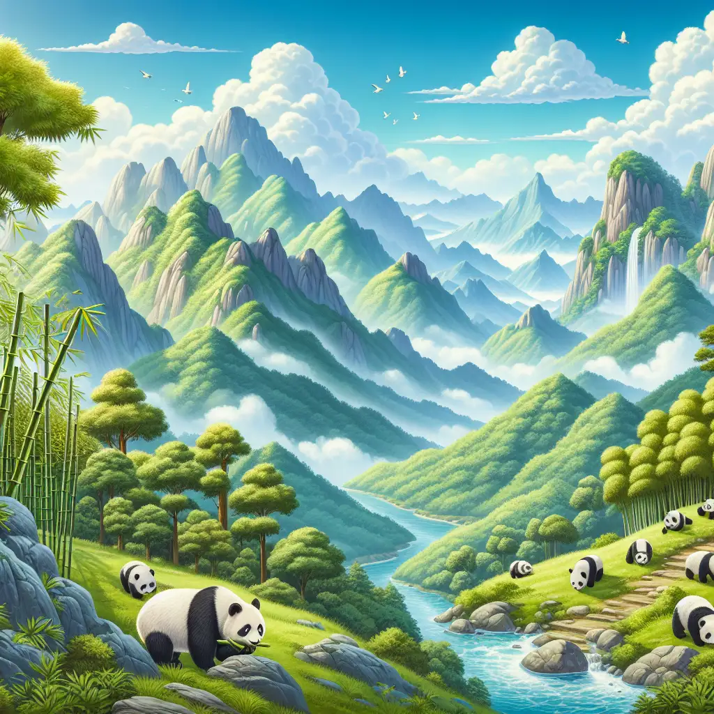 Welke bergen in China zijn verbonden met panda's?