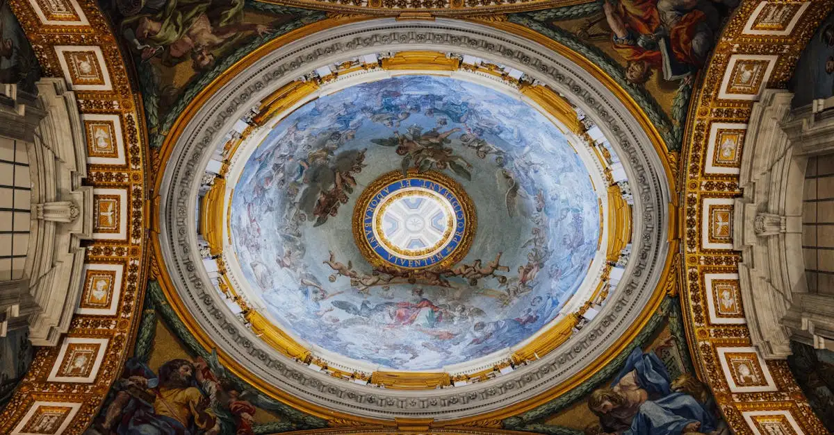 Waar bevindt zich de koepel van Michelangelo's basiliek?