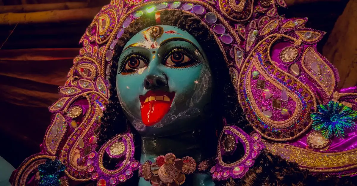 Wie is de achtarmige godin Kali die demonen verslaat?