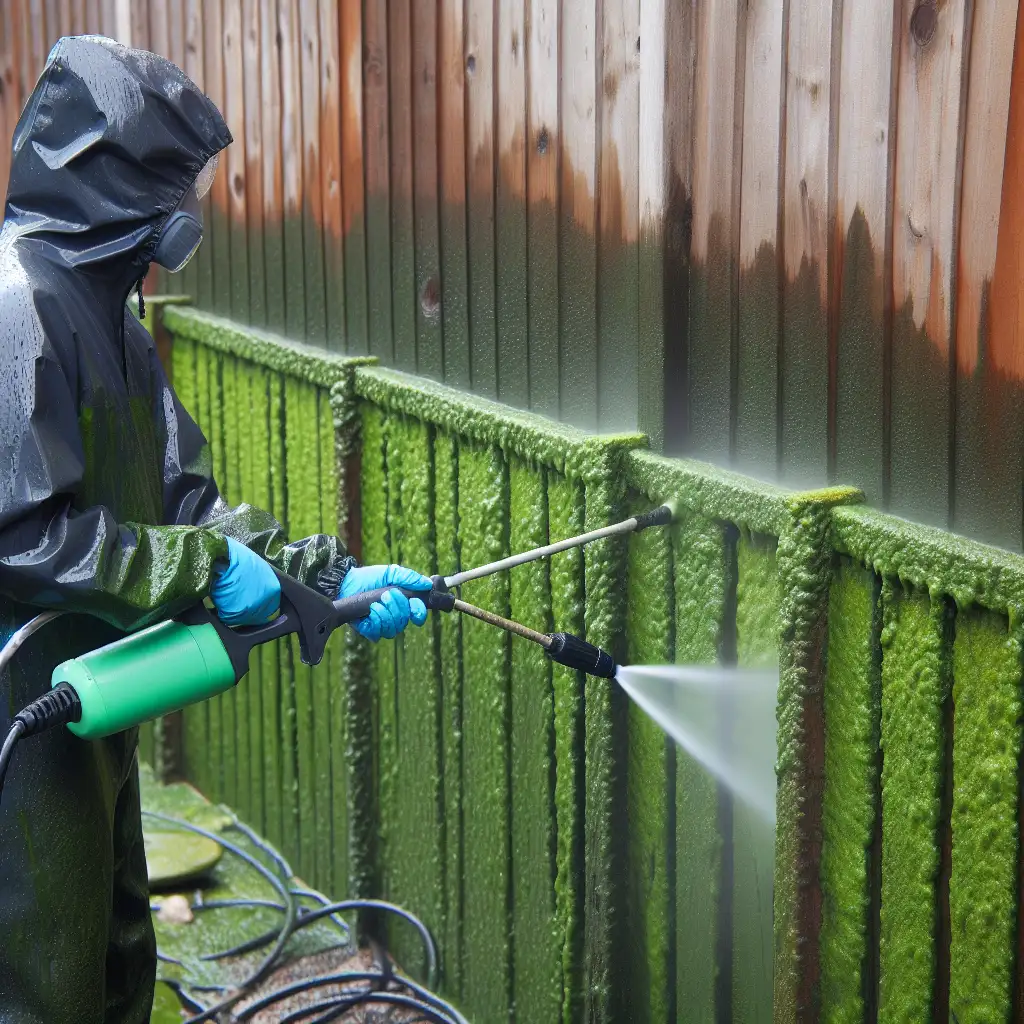Hoe verwijder je groene aanslag van schuttingen met hogedrukreiniger?