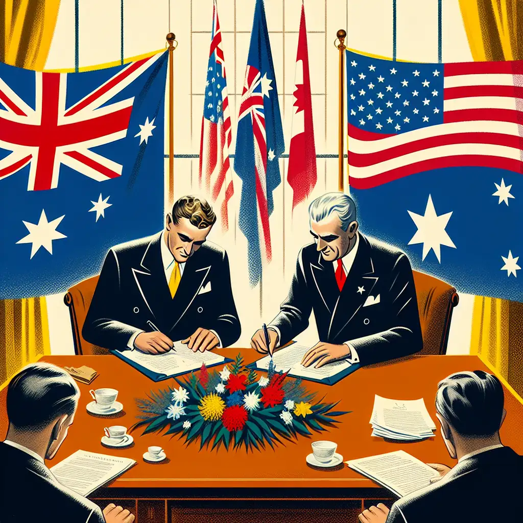 Welke overeenkomst sloten Australië en de VS in 1951?