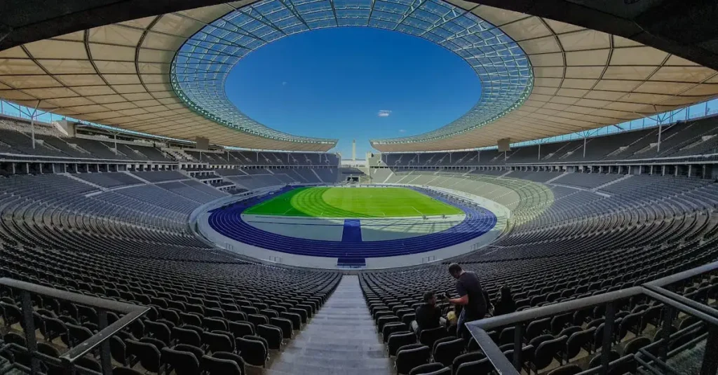 Waar ligt het Olympiastadion in Berlijn, Duitsland?