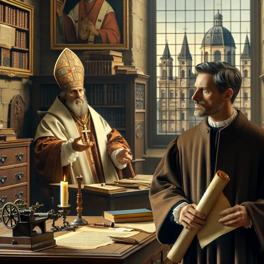 Welke stelling toont Luther's eerbied voor pauselijk gezag?