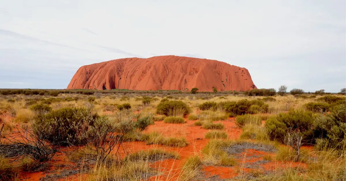 Welke woestijn in Australië heeft de Uluru-rotsformatie?
