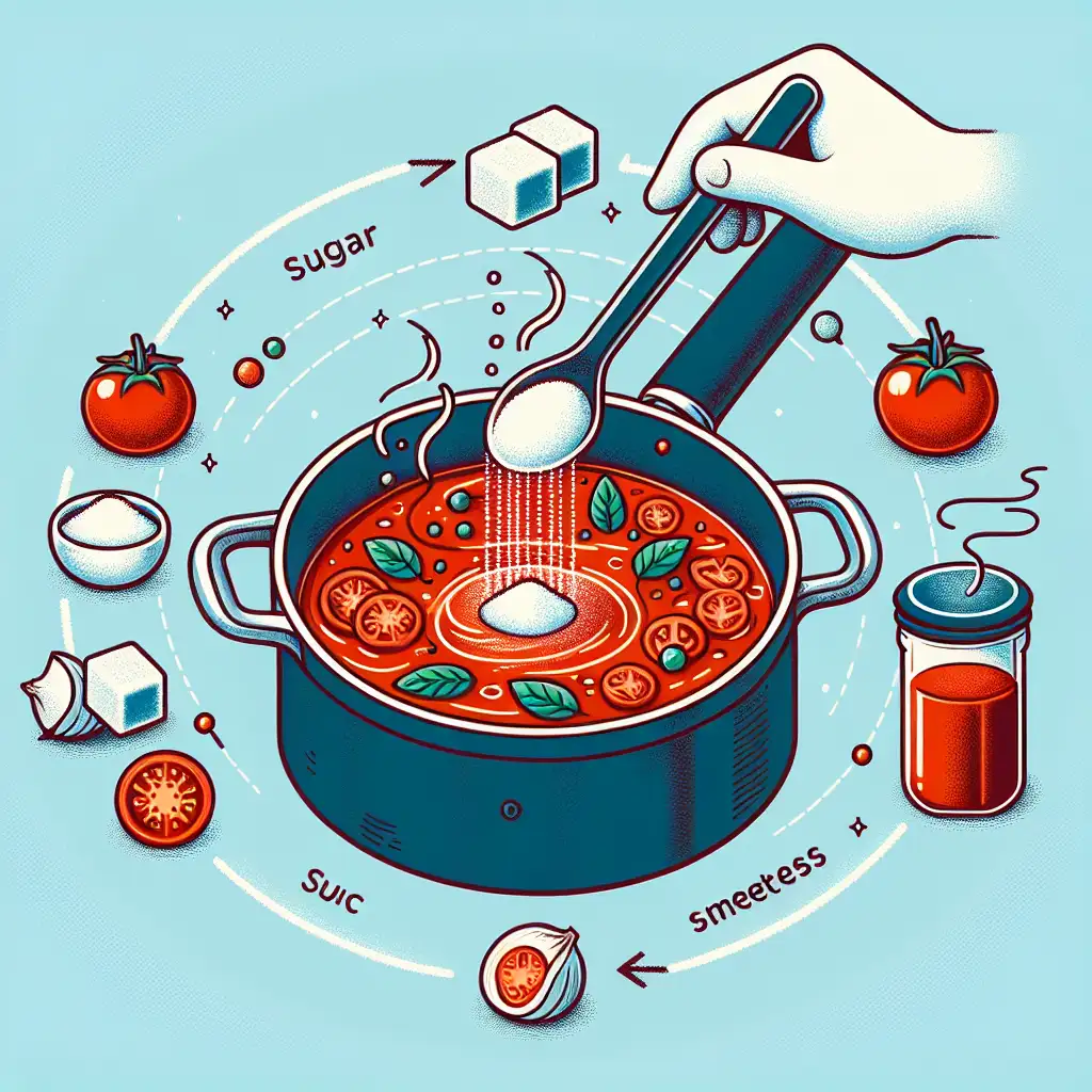Waarom voegt een lepel suiker zoetheid toe aan tomatensaus?